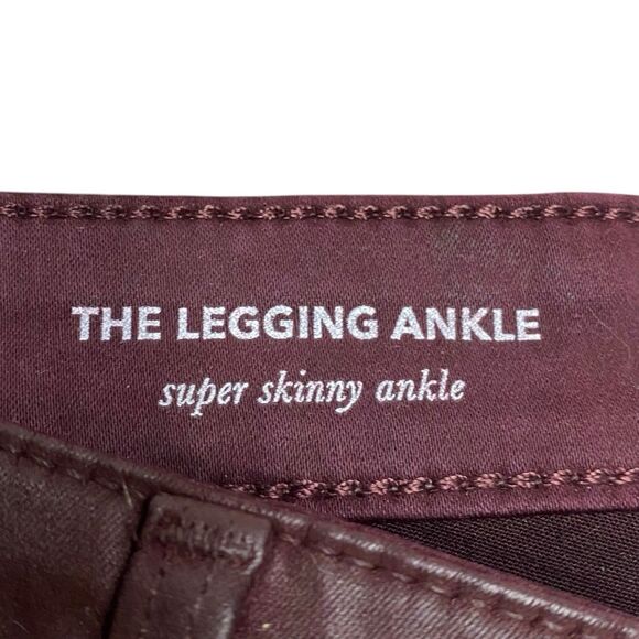 AG Adriano Goldschmied Pants Womens 27 Red Wine Legging Ankle Faux Leather NEW - Picture 4 of 13